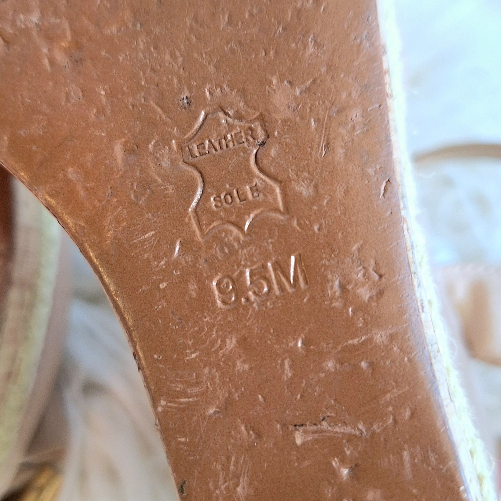 Tory Burch Beige Canvas Espadrille Wedge Ankle Strap Sandals - 9.5 - Picture 9 of 11